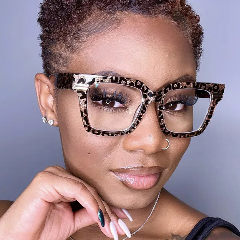 JNPCXI New Fashion Square Glasses Frame Women Clear Anti Blue Light Eyewear Vintage Men Optical Blue Green Frame