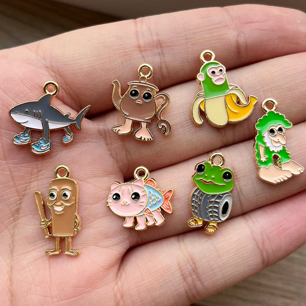 7Pcs/Set Enamel Cartoon Charms Pendants Classic Mountains Rivers Landscape Design for DIY Jewelry Making Necklace Earring
