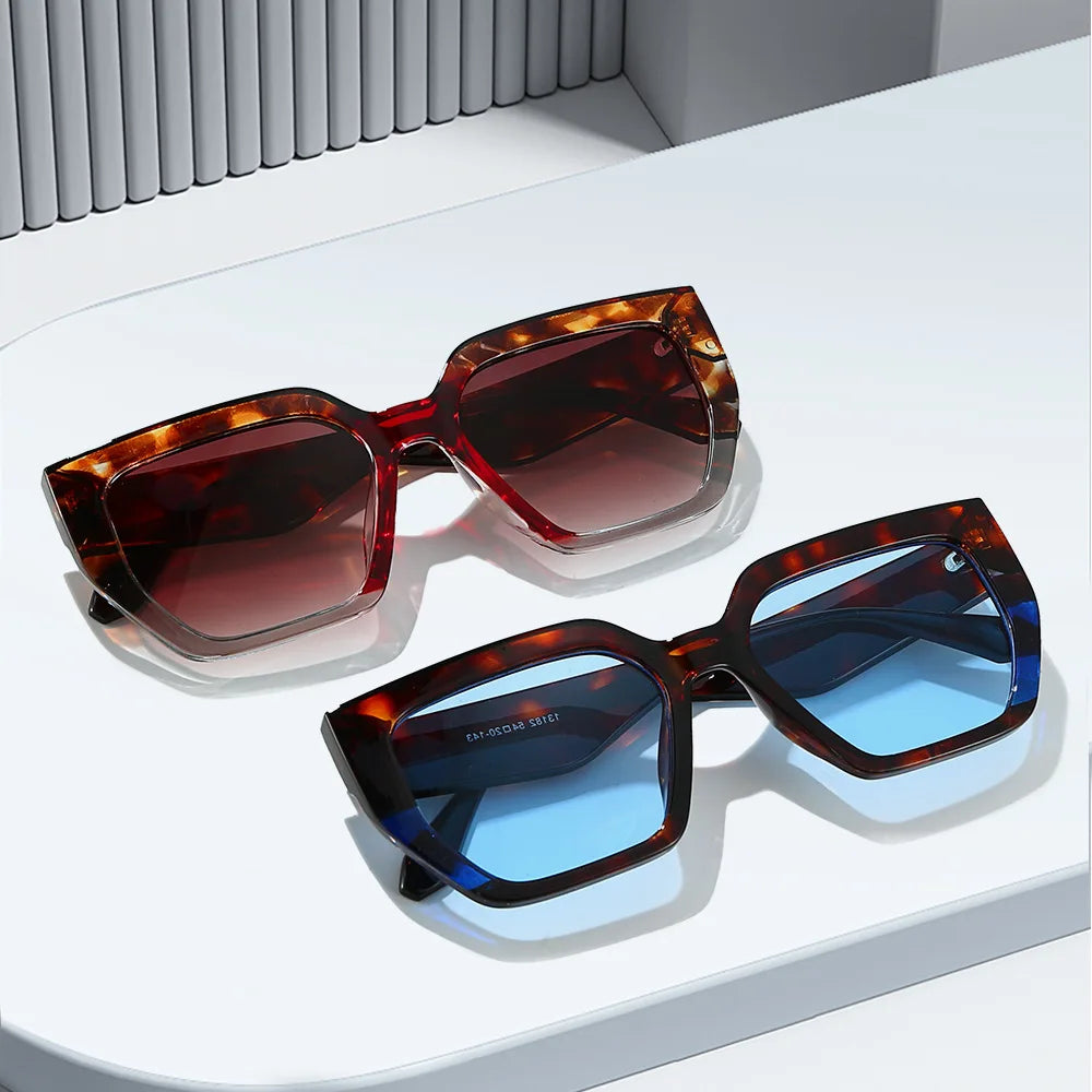 JNPCXI Ins Popular Fashion Square Sunglasses Women Retro Rivets Men Trending Leopard Green Sun Glasses Shades UV400
