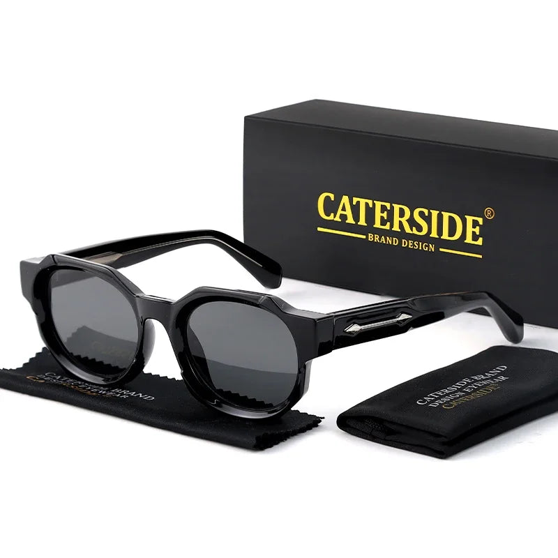 CATERSIDE Retro Punk Square Sunglasses Men Vintage Thick Frame High-Quality Women's Sun Glasses Party and Holiday Travel Eyewear