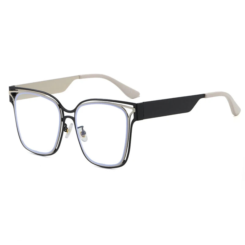 JNPCXI New Square Follow Oversized Fashion Glasses For Women Trendy Double Color Frame Clear Lens Computer Ladies Eyewear