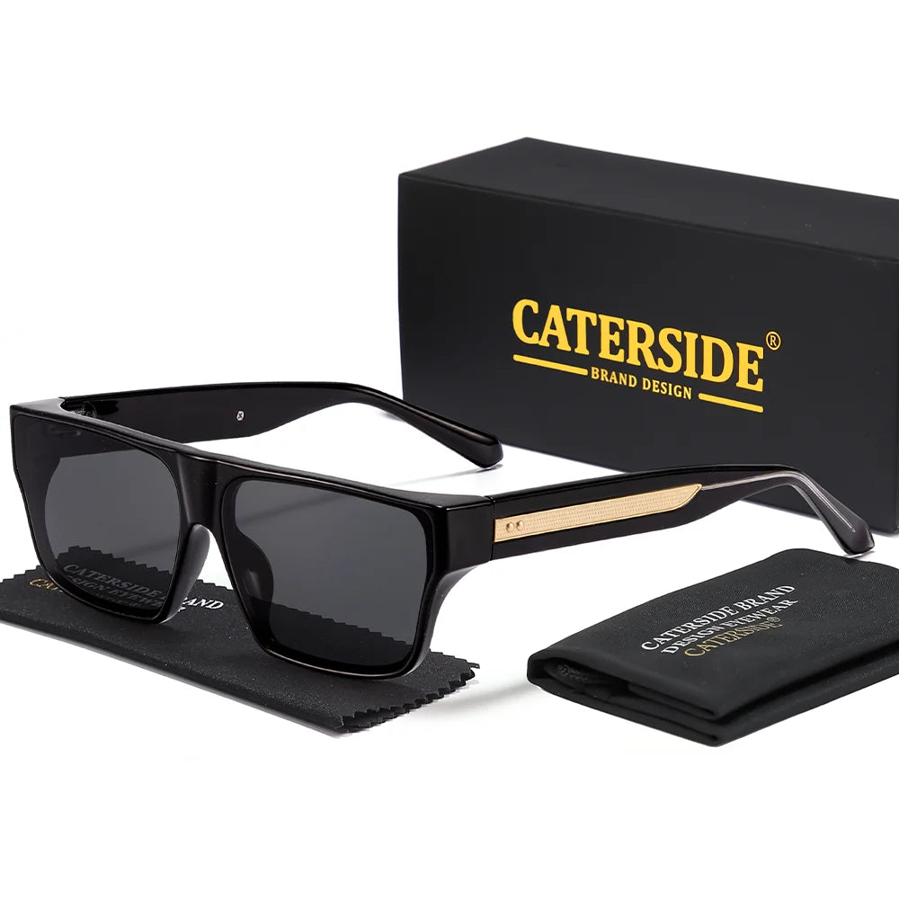 CATERSIDE Men Fashionable Sunglasses Thick Square Frames Personalized Design Outdoors Travel Versatile Essential Glasses UV400