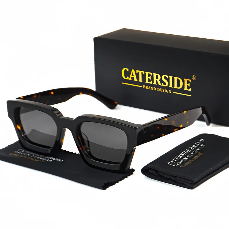 CATERSIDE Retro Acetate Sunglasses Men Polarized Square High Quality Sun Glasses Women Driving Punk Party Vintage Eyewear UV400