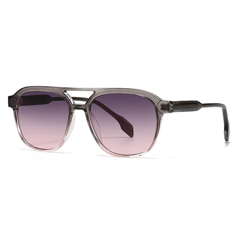 JNPCXI Fashion Double Bridges Square Men Luxury Sunglasses Retro Women Tea Gradient Shades UV400 Sun Glasses