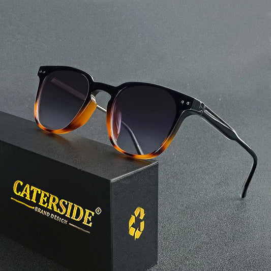 CATERSIDE Round Retro Sunglasses Men's Punk Fashion Brand Design Sun Glasses Women Travel Outdoor UV400 Shades Propionic Temple