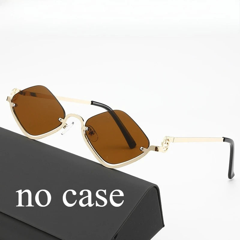 European and American Semi-Framed Retro Rhombus Sunglasses Punk Style Slim-Face Slimming Men's and Women's Shades
