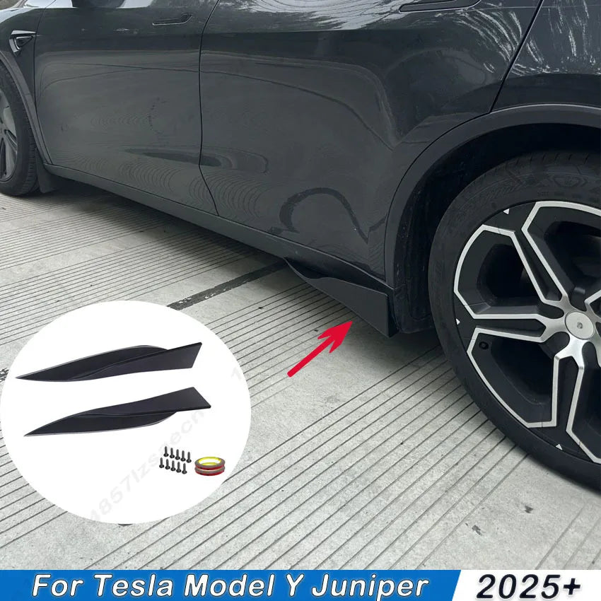For Tesla ModelY Juniper 2025 2026+ Car Spoiler Side Bumper Side Skirt Splitters Diffuser Body Kits Protection Trims Gloss Black