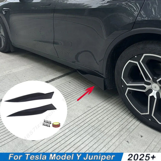 For Tesla ModelY Juniper 2025 2026+ Car Spoiler Side Bumper Side Skirt Splitters Diffuser Body Kits Protection Trims Gloss Black