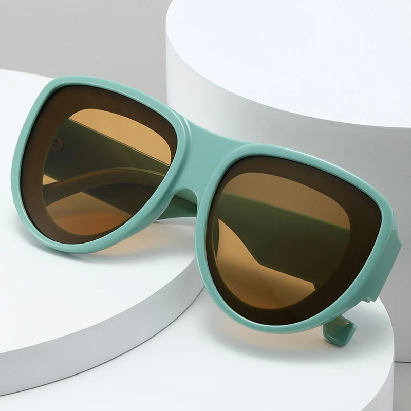 JNPCXI New Oversized Pilot Sunglasses Women Retro Gradient Mirror Shades UV400 Fashion Men Trending Punk Blue Pink Sun Glasses