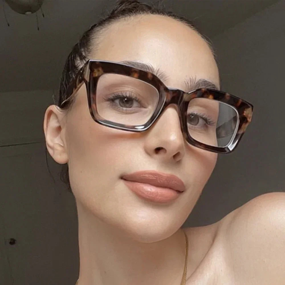JNPCXI New 0~+ 3.5 Fashion Square Clear Glasses Women Anti-blue Eyeglasses Optical Computer Spectacles Reading Glasses
