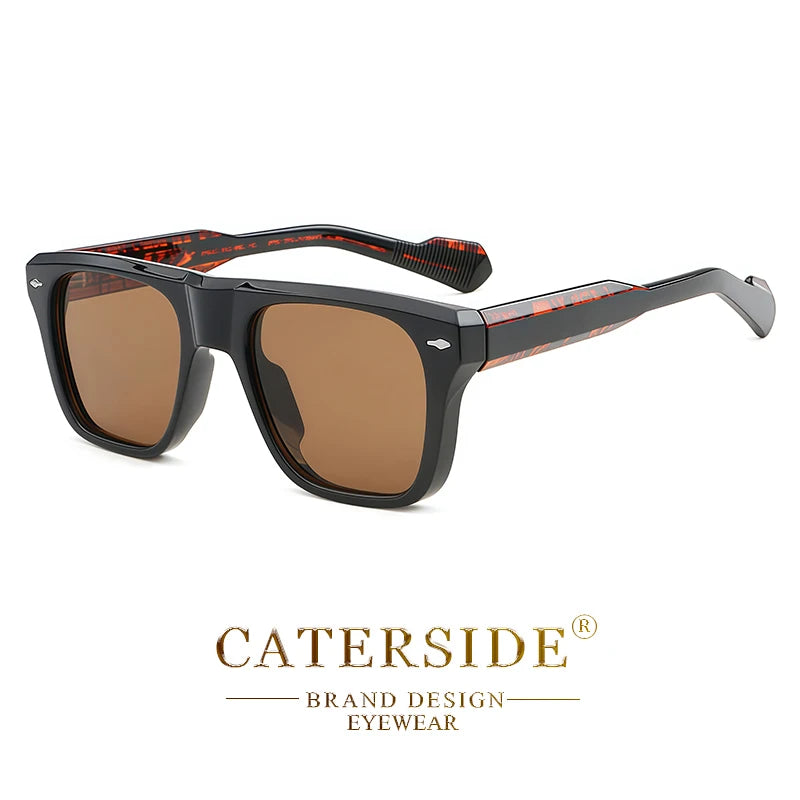 CATERSIDE Trend Sunglasses Men's Large Frame Propionic Core Insert Temple Sun Glasses Women's Party Outdoor Travel Eyewear