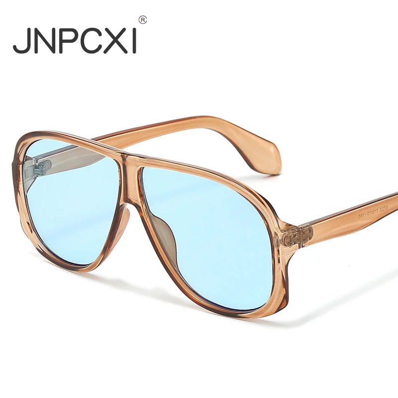 JNPCXI Retro Double Bridges Men Pilot Sunglasses Fashion Tea Rivets Decoration Shades UV400 Women Trending Sun Glasses