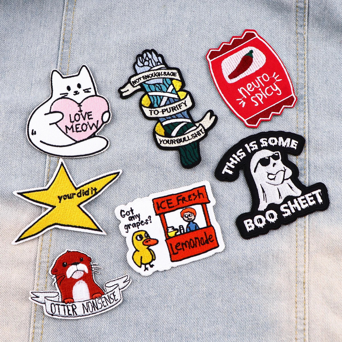 Funny Duck Quotes Patch Iron On Patches For Clothing Stickers Cute Cat Embroidered Patches On Clothes DIY Clothes Stripes