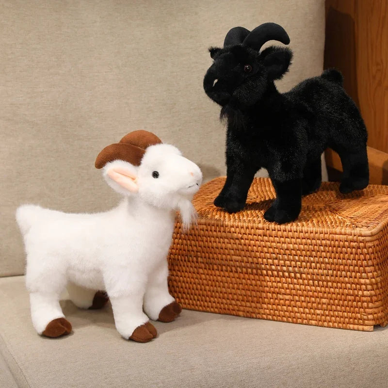 New Goat Plush Toys White Black Sheep Doll Simulation Goat Plushie Toys Stuffed Animals Sheep Doll Home Decor Kids Toys ﻿