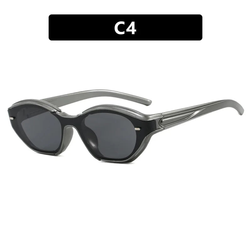 JNPCXI New Ins Popular Fashion Cat Eye Sunglasses Women Retro Jelly Colors Shades UV400 Trending Men Punk Rivets Sun Glasses