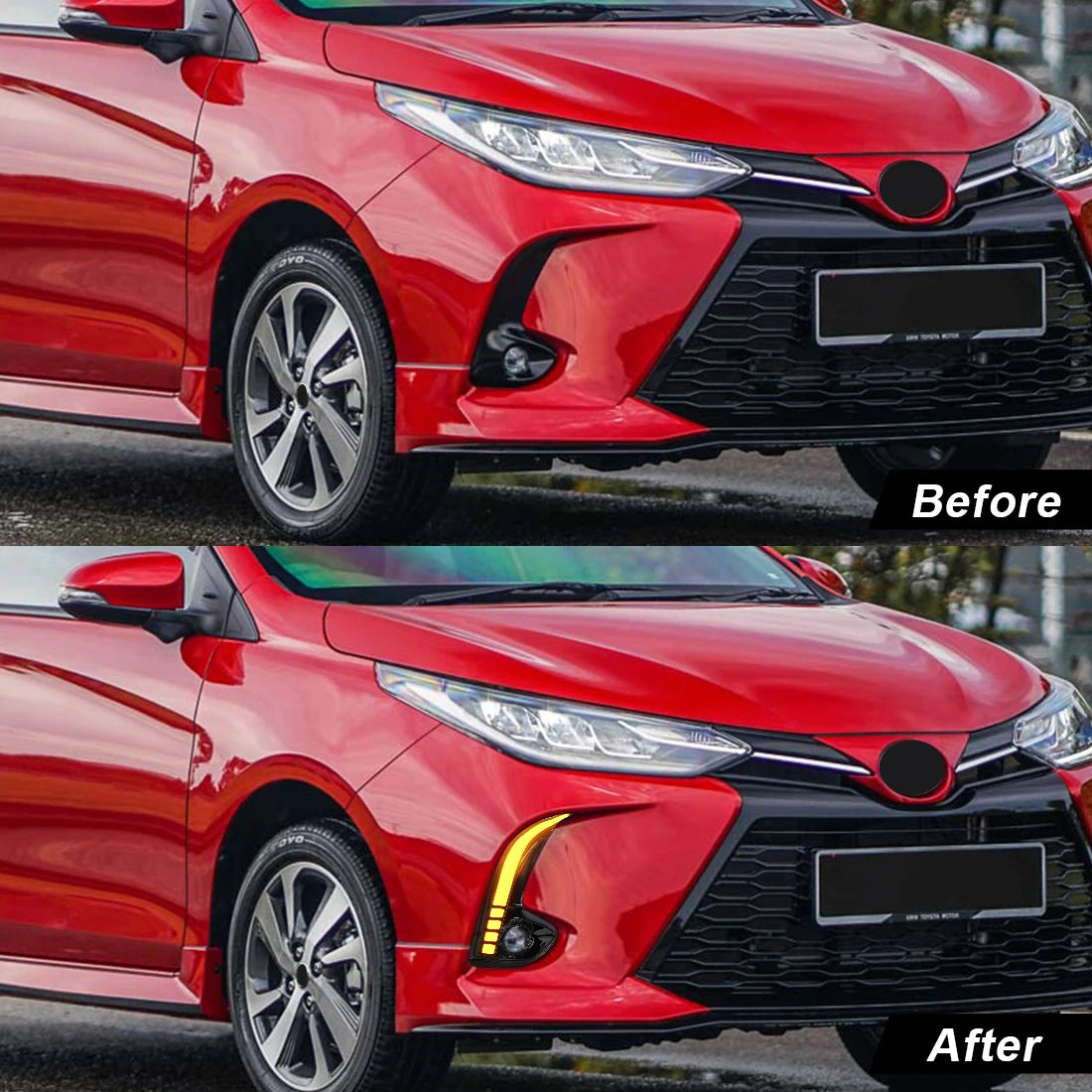 Led DRL For Toyota Yaris Vios 2020 2021 2022 Daytime Running Light Fog Lamp Turn Signal Front Bumper Yellow White Accessories