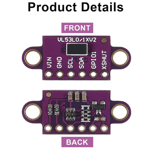2PCS VL53L0X Ranging Sensor Module VL53L0X Time-of-Flight (ToF) Ranging Sensor Breakout 2.8-5V I2C IIC Interface Communication