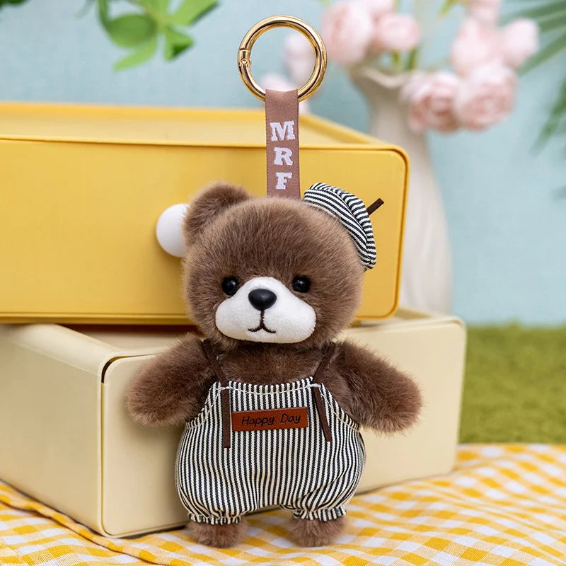 10cm New Kawaii Little Bears Pendant Plush Toy Stuffed Soft Animal Cartoon Bear Backpack School Bag Keychain Decor for Kids Gift