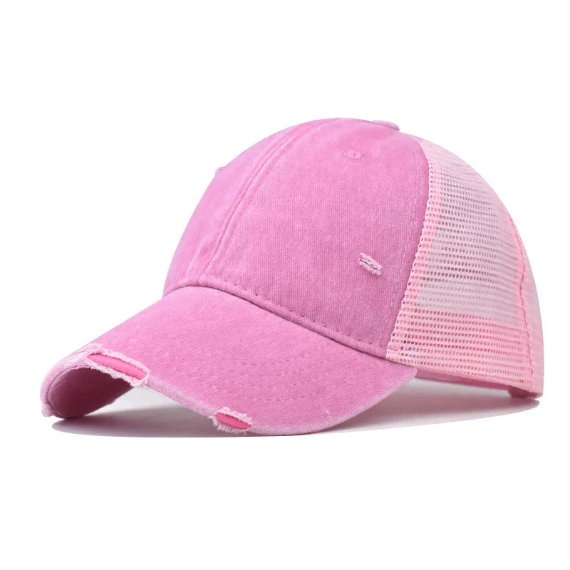 Washed Cotton Mesh Breathable Baseball Cap Old Ripped Board Caps Men Women Hats