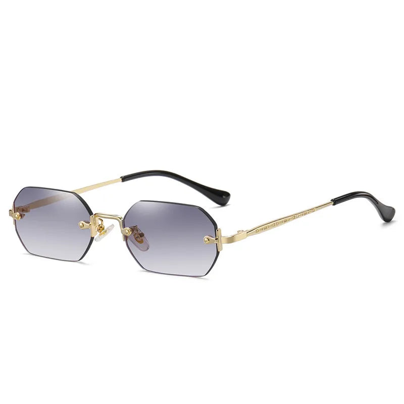JNPCXI New Rectangle Rimless Sunglasses Retro Punk Gradient Shades UV400