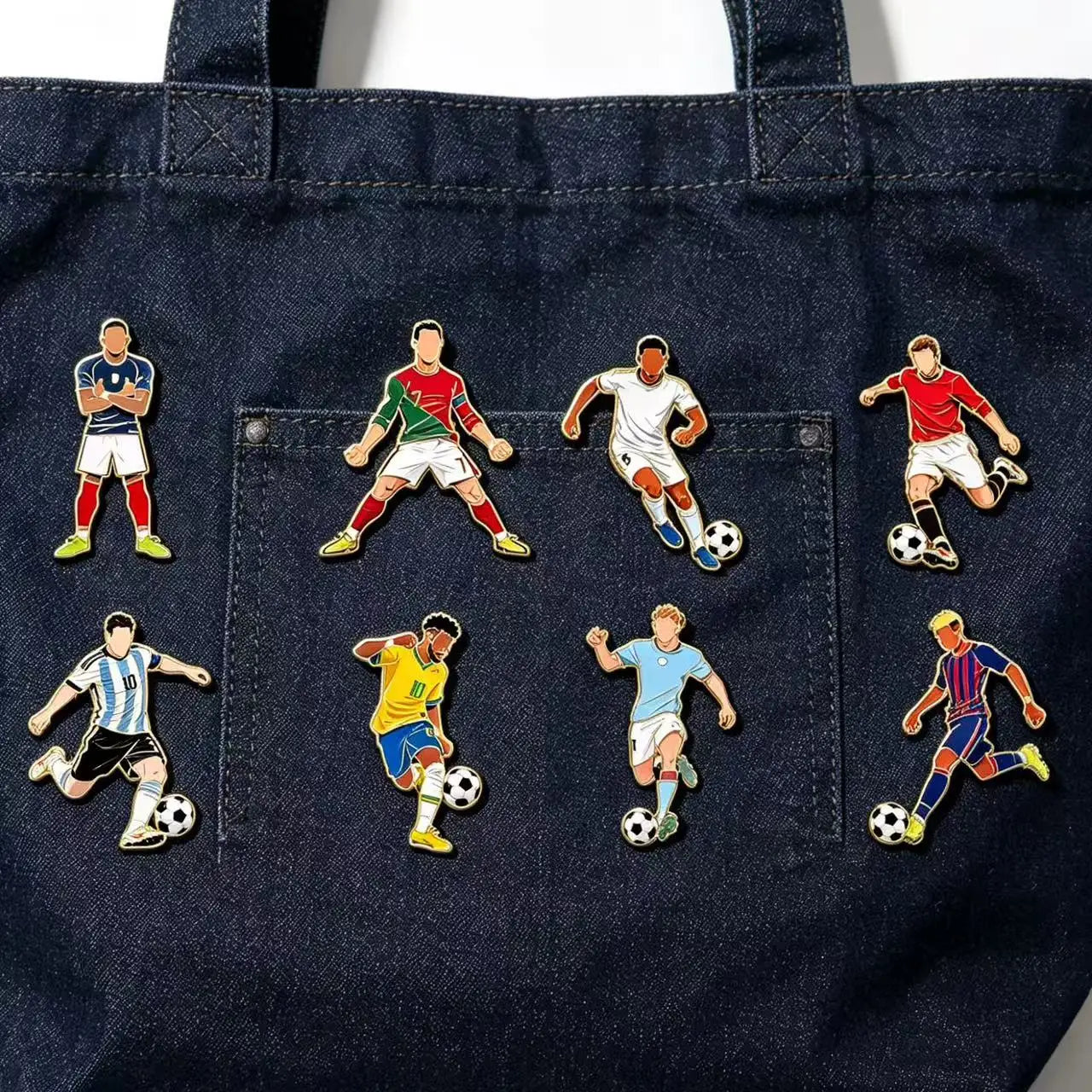 4/8 PCS 7th Football Player Enamel Brooch Goalkeeper Creative Design Sport Metal Badge Clothe Punk Lapel Pin Jewelry Friend Gift