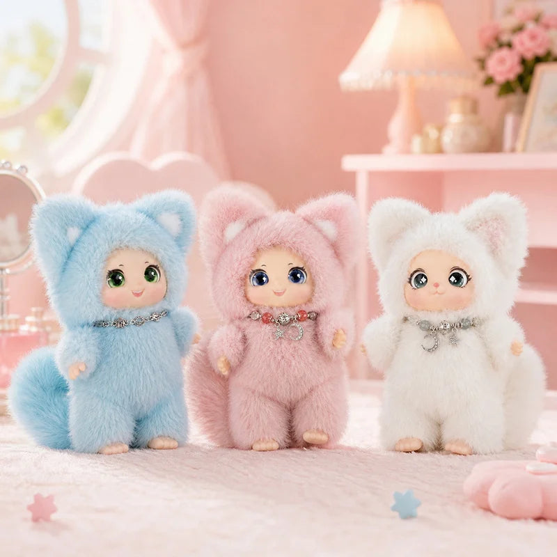 19cm New Cute Family Fox Plush Pendant Kawaii Animals Vinyl Face Plush Toy Premium Doll Enthusiasts Kids Hang Bag Decor