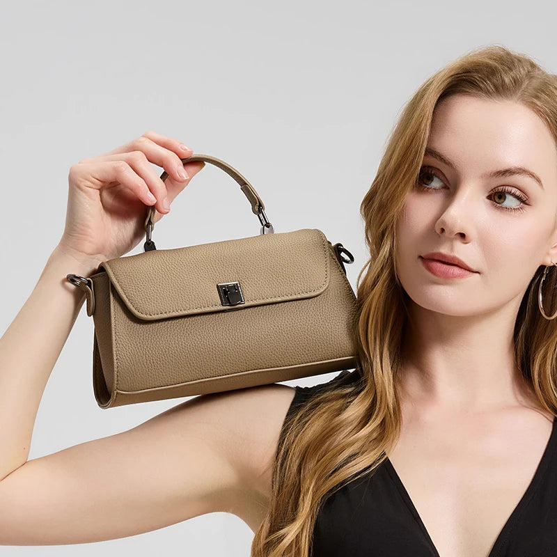 Genuine Leather Top Handle Crossbody Bag for Women Small Togo Leather Shoulder Bag 2026 New Designer Style Mini Handbag
