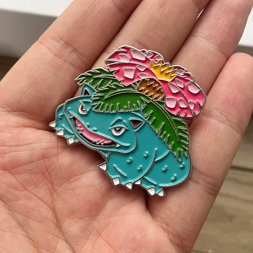 4 PCS Cartoon Pokemon Lapel Pins Set Anime Venusaur Mega Charizard Squirtle Badges Brooches for Backpacks Unisex Enamel Pin