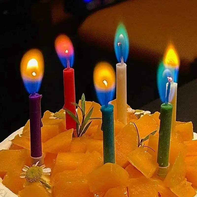 5/6pcs Rainbow Flame Birthday Candles - Creative Cake Toppers for Parties & Desserts