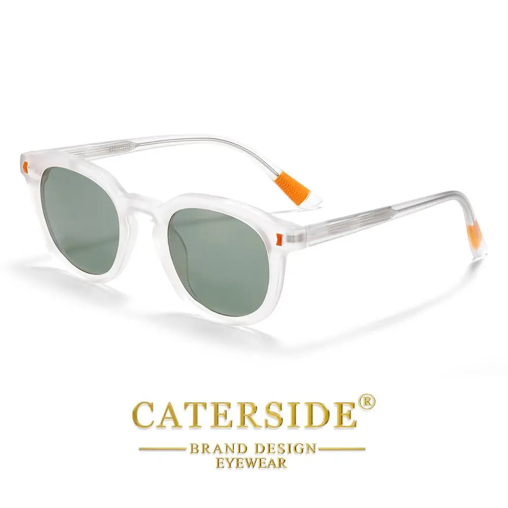 CATERSIDE New Retro Men's Sunglasses Fashion Luxury TR Frame Round Suneyeglass Outdoor Sports Temple Tips Suneyeglass UV400