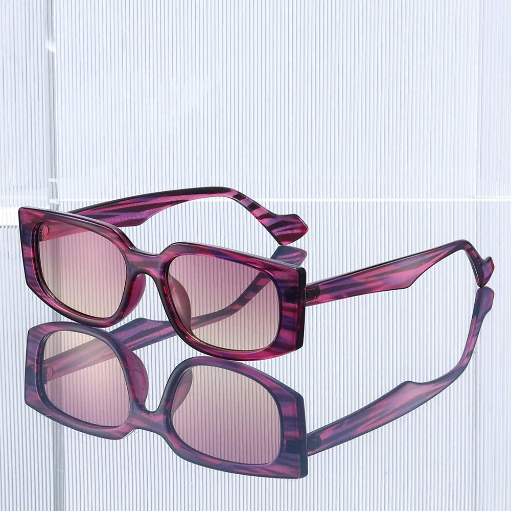 JNPCXI New Rectangle Sunglasses Women Fashion Stripe Gradient Men Sun Glasses Shades UV400