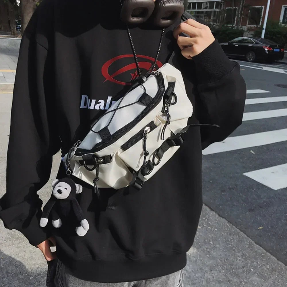 2026 Techwear Style Punk Hip Hop Single Shoulder Crossbody Bag Men Women Street Vintage Chest Bag Casual Sport Fanny Pack Сумка