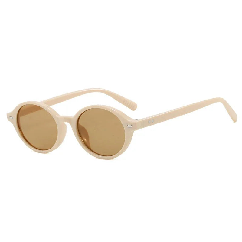 JNPCXI New Retro Small Oval Women Sunglasses Fashion Leopard Candy Color Shades UV400 Men Trending Rivets Punk Sun Glasses