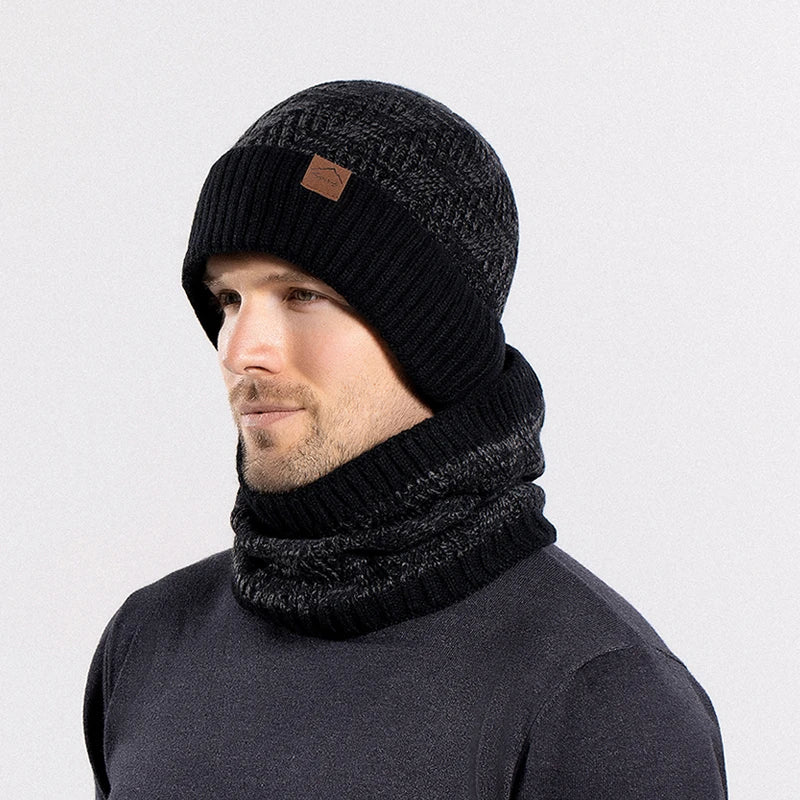 Xinbaoguan 60% acrylic 9610 winter cold resistant and warm knitted hat scarf set with ear protection and plush yarn hat