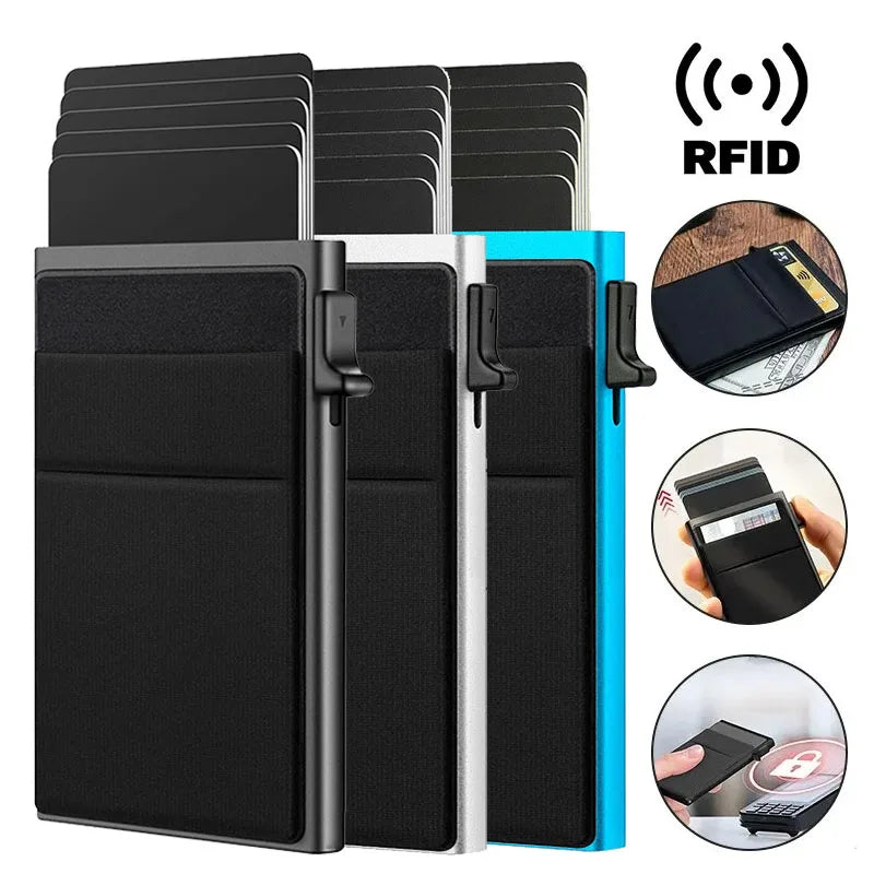 RFID Slim Credit Card Holder for Men | Minimalist Metal Wallet Luxury Case