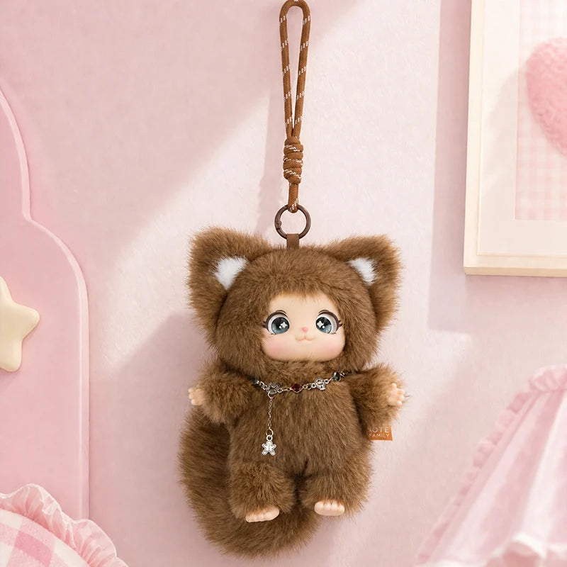 19cm New Cute Family Fox Plush Pendant Kawaii Animals Vinyl Face Plush Toy Premium Doll Enthusiasts Kids Hang Bag Decor