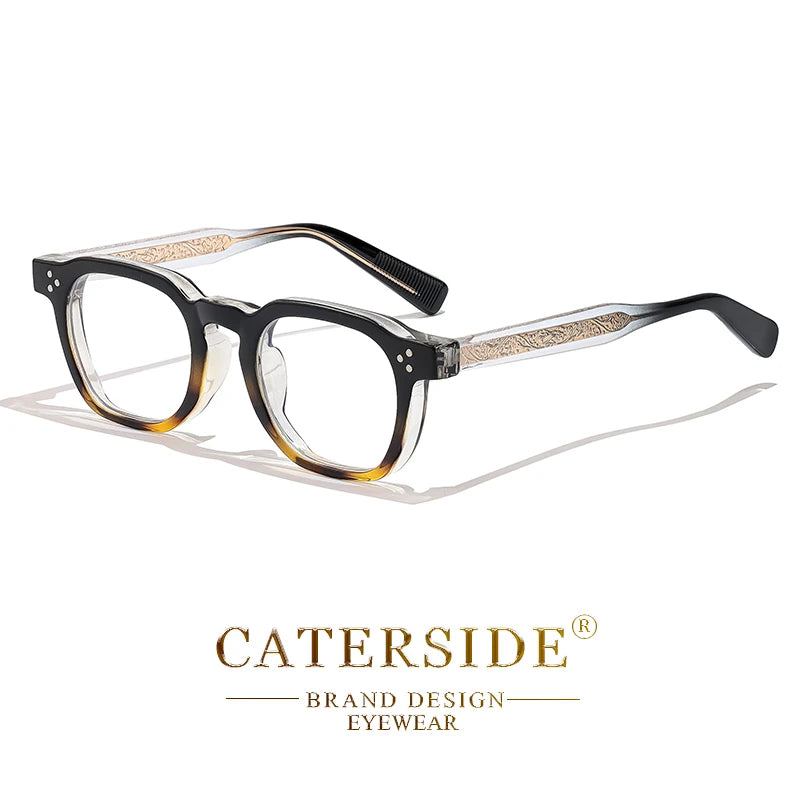 CATERSIDE New Square Flat Light Glasses for Men Women Retro TR Frame Eyeglass High-Quality Eyewear Minimalist Matching