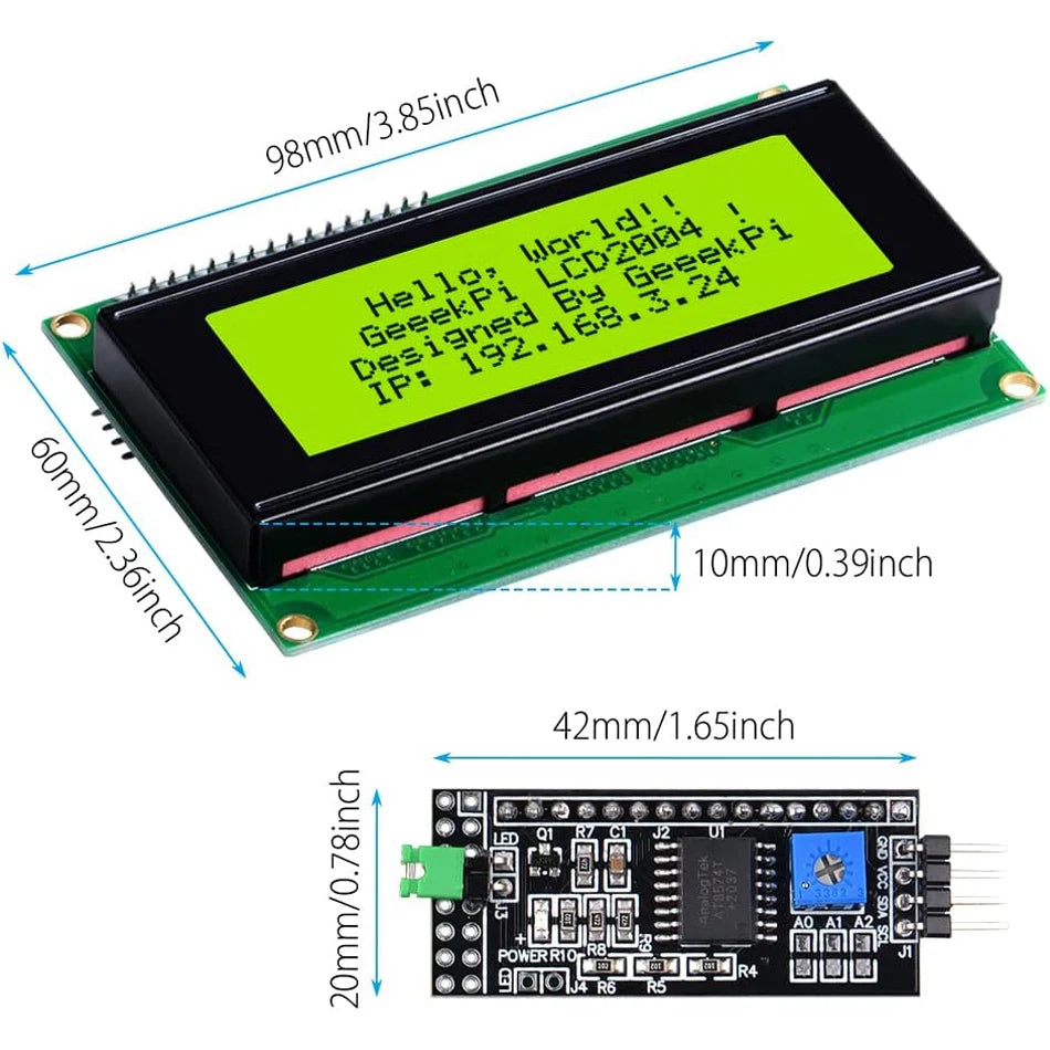 LCD2004+I2C 2004 20x4 2004A Blue/Green screen HD44780 Character LCD /w IIC/I2C Serial Interface Adapter Module for arduino
