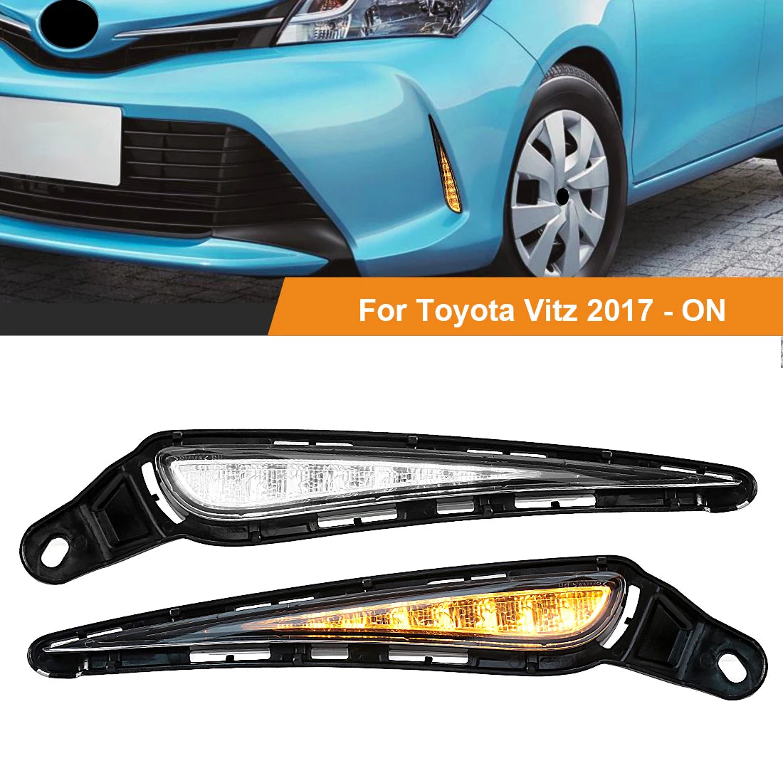DLAA For Toyota Vitz 2017 2018 2019 LED Daytime Running Light DRL Turn Signal Fog Lamp White Yellow Waterproof Car Accessories