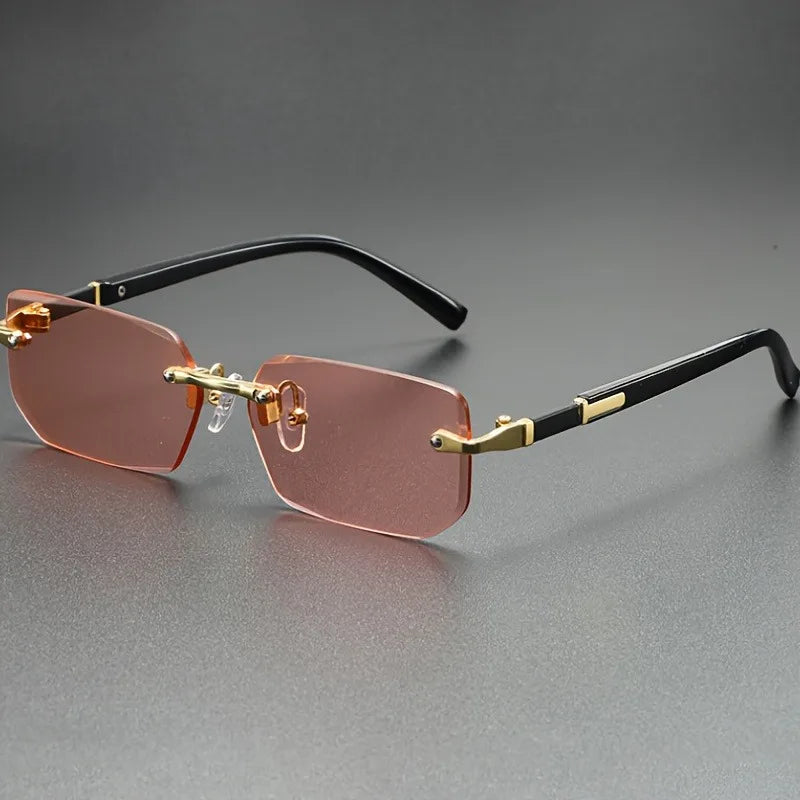 Fashionable Retro Square Unisex Frameless Sunglasses UV Protection Street Style Versatile Slimming Design for Men And Women