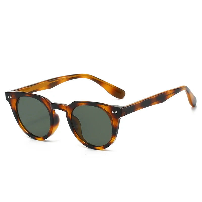 JNPCXI Round Women Luxury TR90 Sunglasses Shades UV400 Retro Rivets Men Sun Glasses
