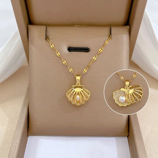 Stainless Steel Zircon Crab Pendant Necklace for Women New Creative Fashion Gold Color Ocean Style Necklace Summer Beach Jewelry