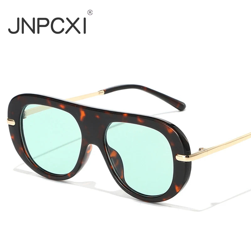 JNPCXI New Retro Pilot Sunglasses Women Fashion Gradient Shades UV400 Men Leopard Green Punk Sun Glasses