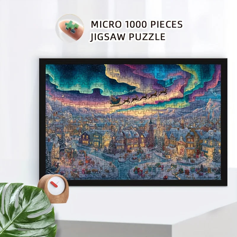 1000pcs Christmas Jigsaw Puzzle Northern Lights Large Puzzle Pieces (15x10 Inches/38x26cm)for Christmas Gifts, Stocking Stuffers