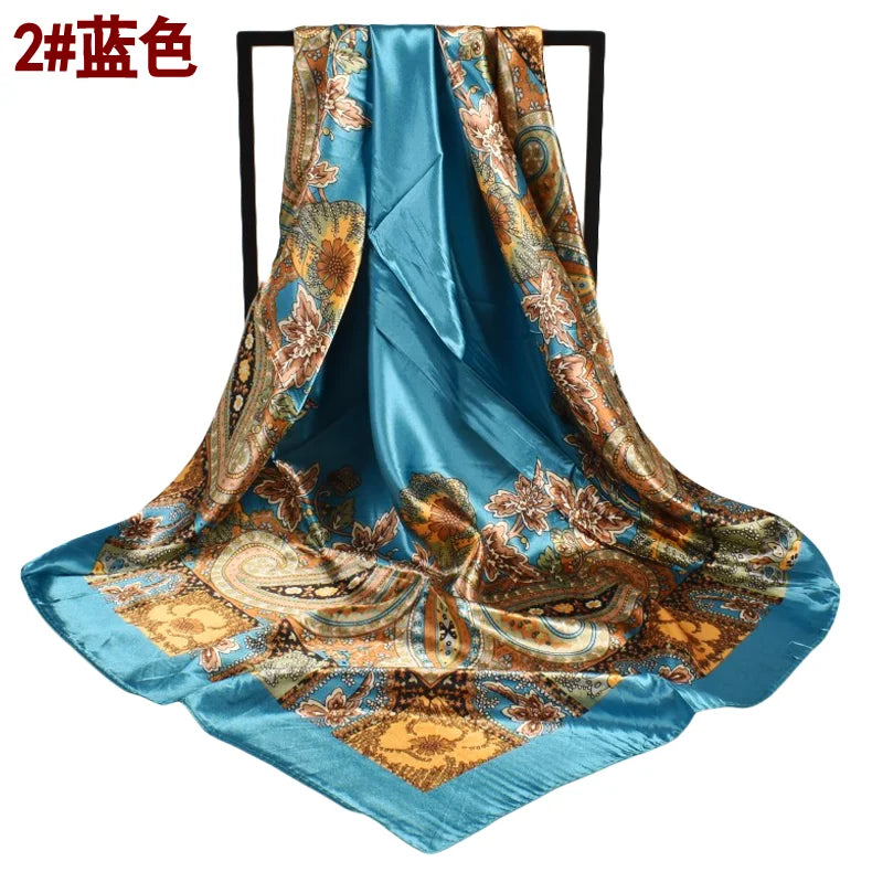 Spring New Versatile Cashew 90 Big Square Scarf Silk Scarf Wholesale Classic Vintage Print Scarf