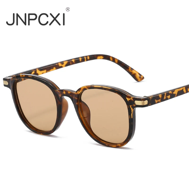 JNPCXI New Fashion Square Sunglasses Women Gradient Shades UV400 Retro Rivets Men Trending Leopard Sun Glasses