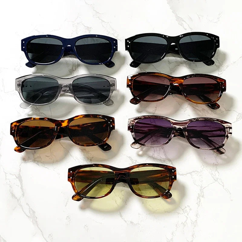 JNPCXI New Square Women Sunglasses Fashion Rivets Leopard Men Gradient Shades UV400 Sun Glasses