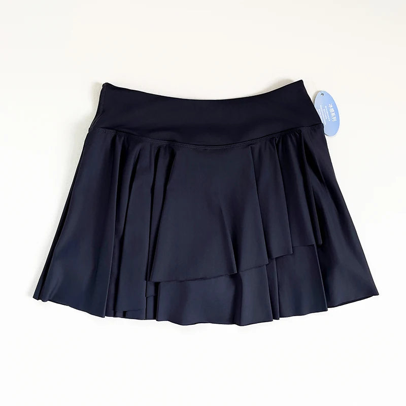 Yoga exercise lightweight, quick-drying and refreshing 2-in-1 high-waisted pleated yoga exercise fitness skirt, golf tennis skir