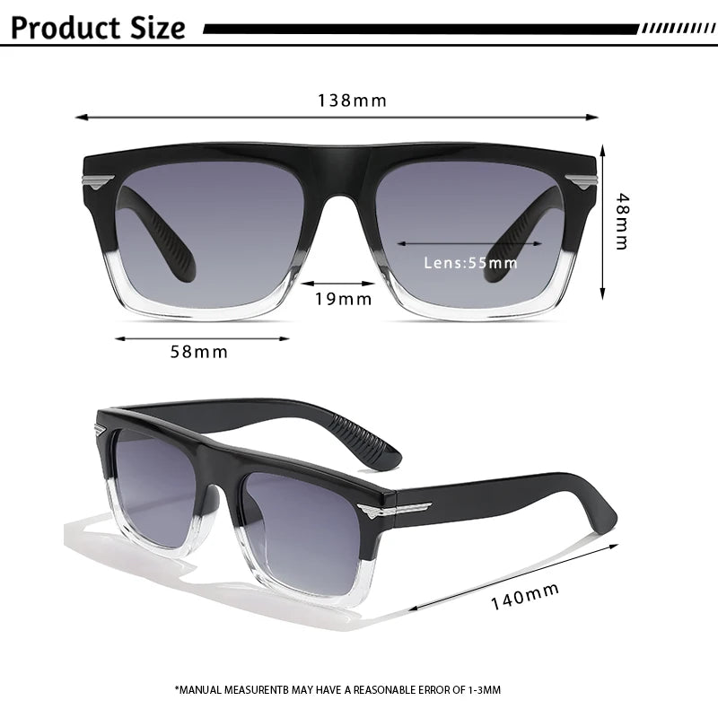 CATERSIDE Classic Square Sunglasses Men's TR90 Frame Fashion Luxury Brand Design Sun Glasses Women's Travel Party Eyewear