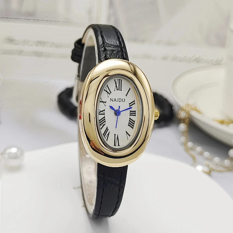 Fashion Women Mid Ancient Style Oval Dial Small Watch Adjustable Steel Strap Quartz Wristwatch Relogio Feminino Dropshipping